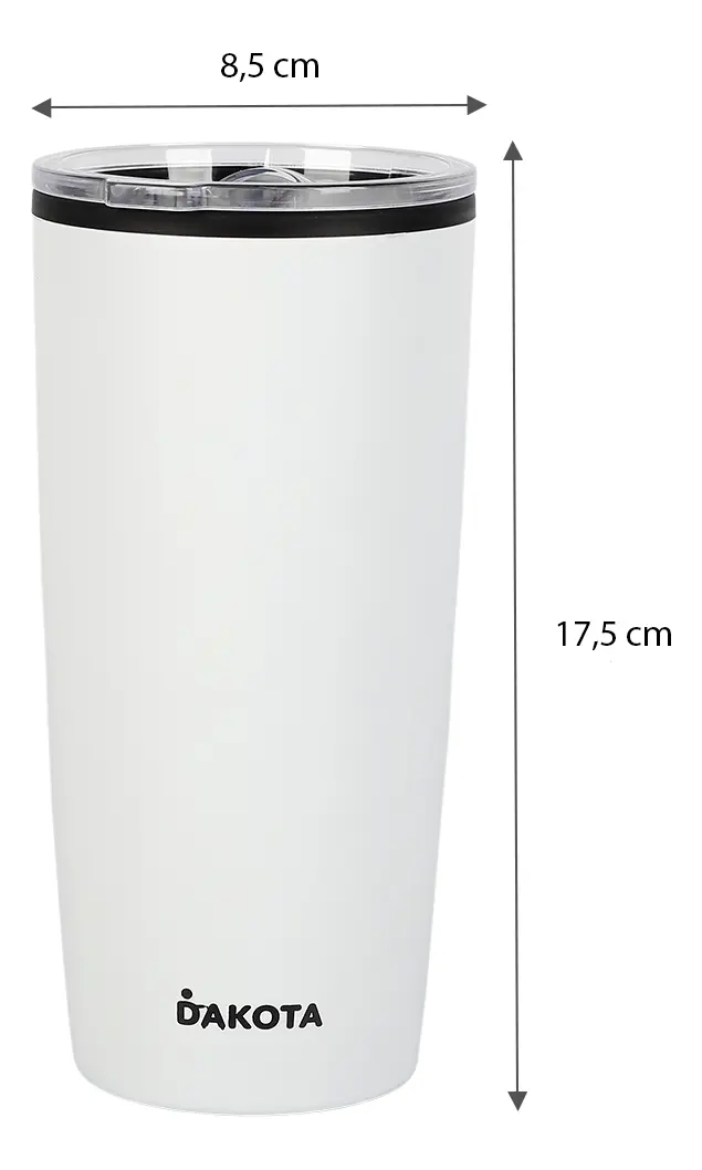 Vaso Térmico 400ml Dakota Plástico Con Tapa Frio Calor Color Blanco Liso