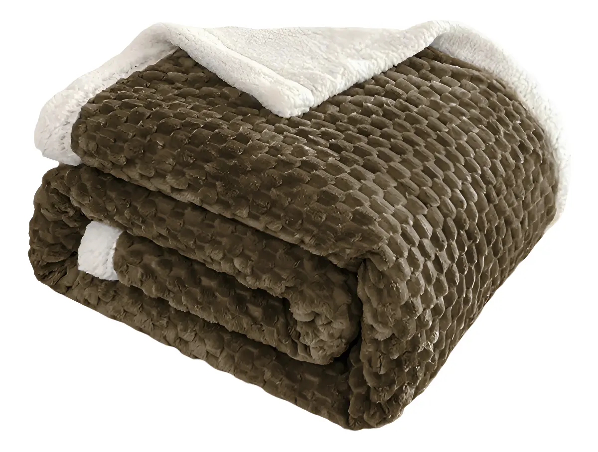 Frazada Corderito 200x230cm Dakota Invierno 2kg Color Marrón