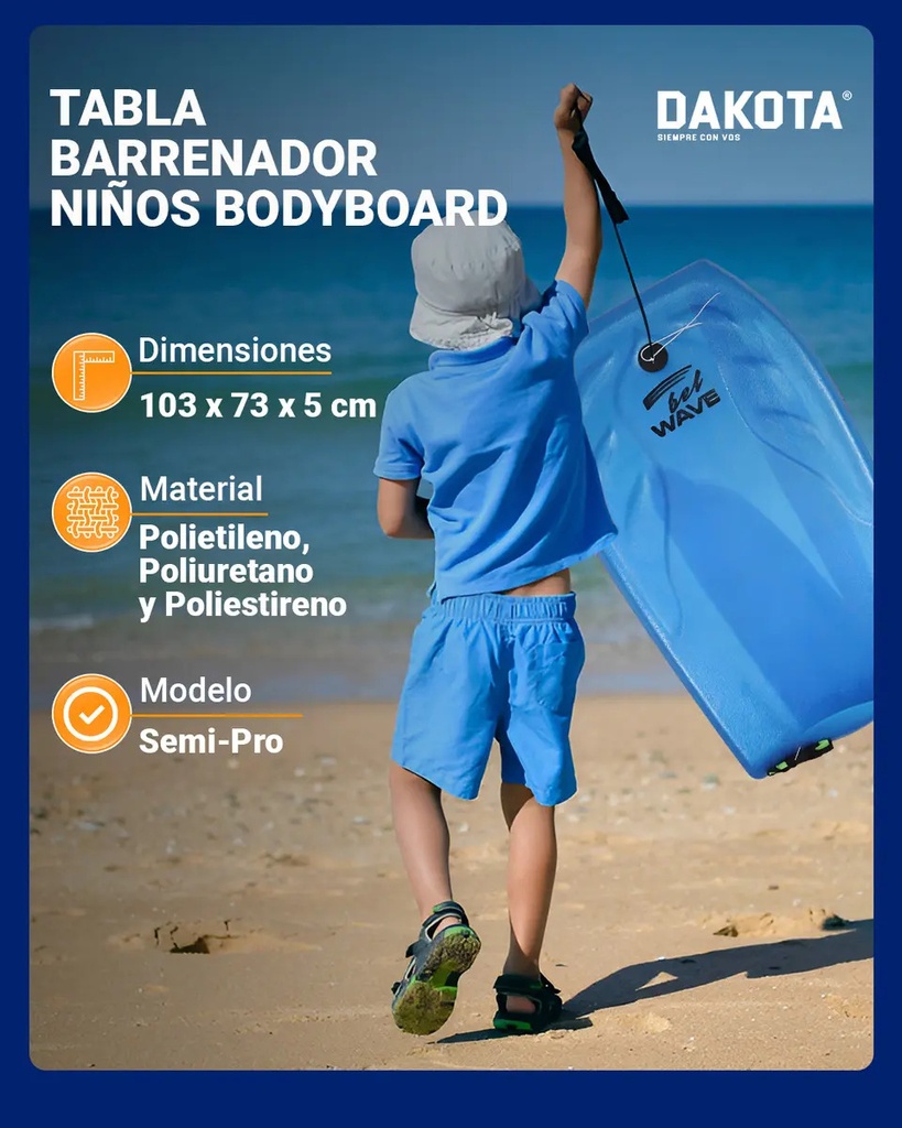 Tabla Barrenador Niños Bodyboard 73cm Playa Surf Bel Color Azul