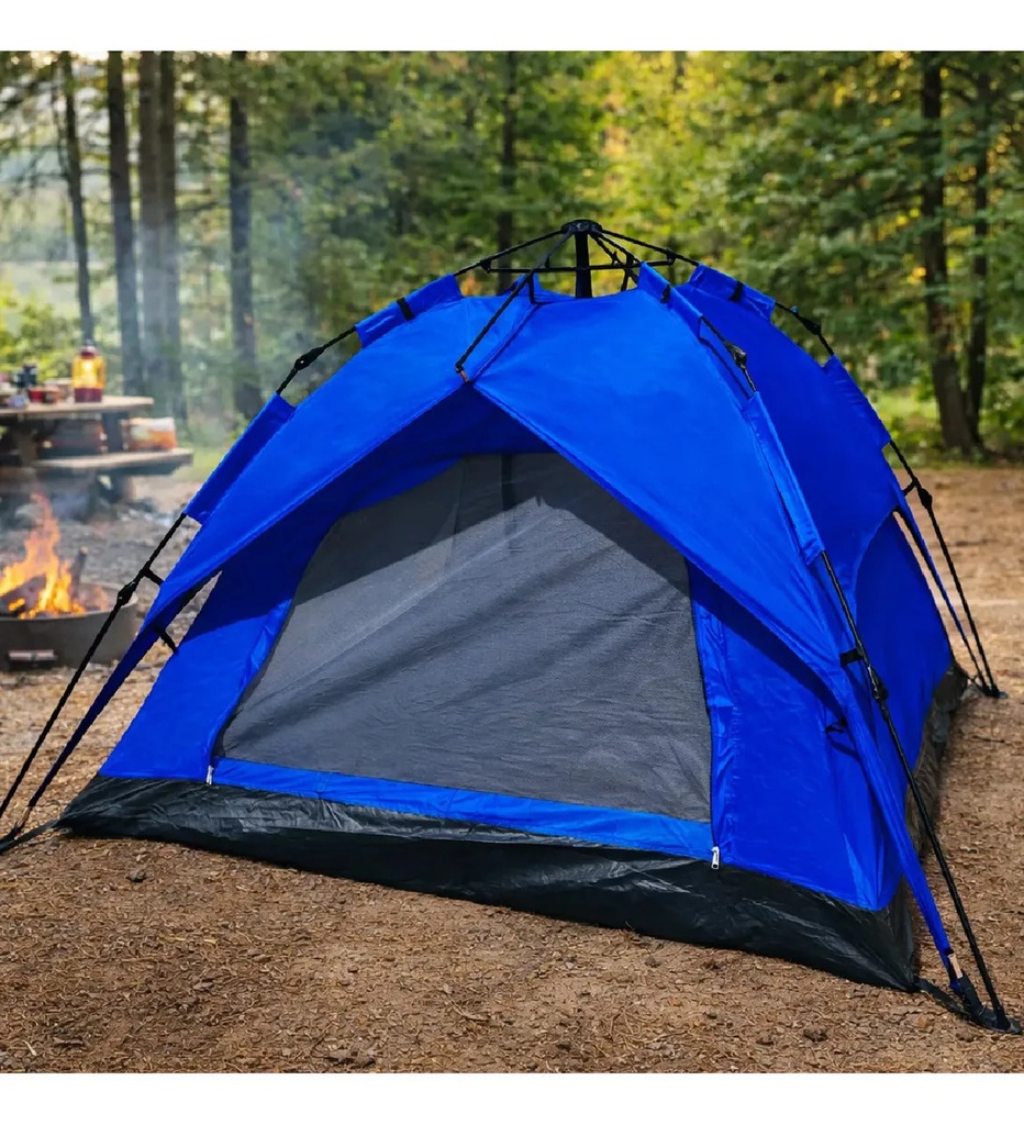 Carpa Azul Dakota Para Camping 4 Personas 2,00 X 2,00 X 1,35 M Con Techo Armado Automático