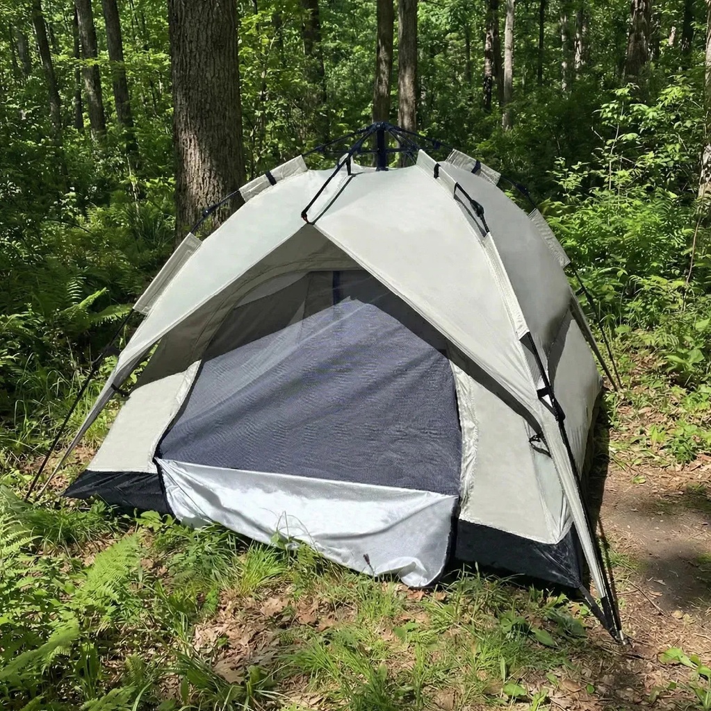 Carpa Beige Dakota Para Camping 4 Personas 2,00 X 2,00 X 1,35 M Con Techo Armado Automático