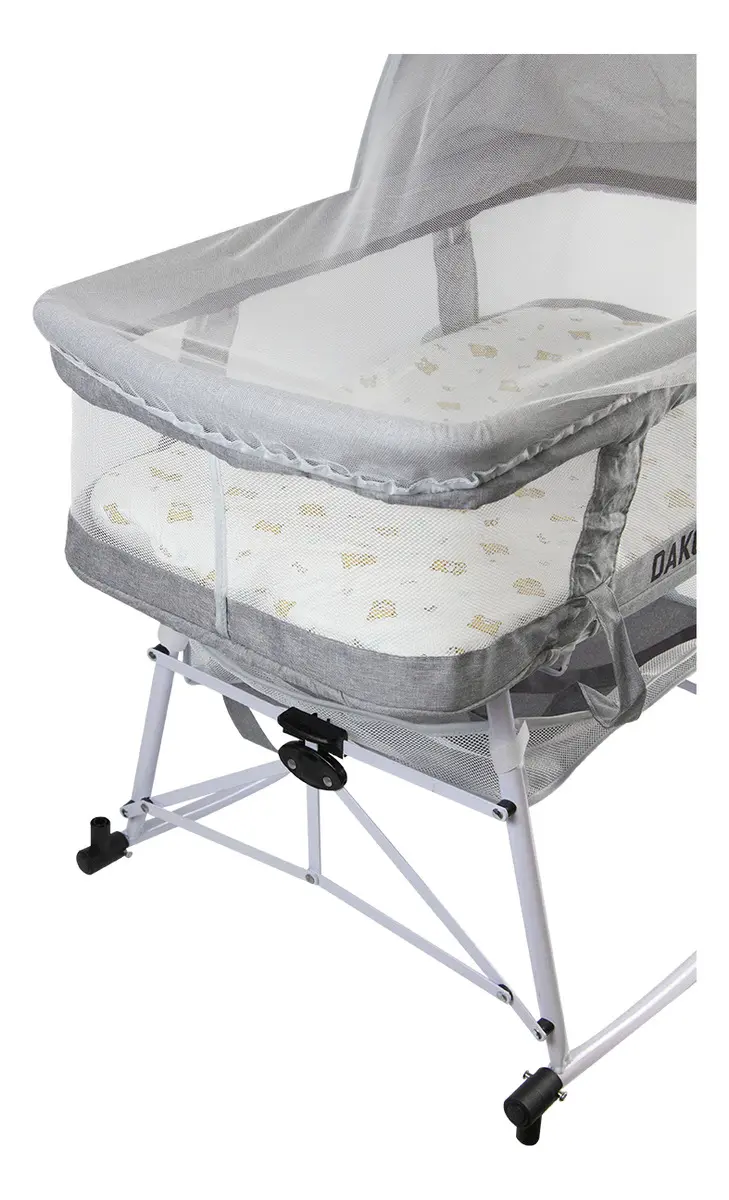 Cuna Mecedora Desmontable Dakota Mosquitero Multifunción Color Gris Liso