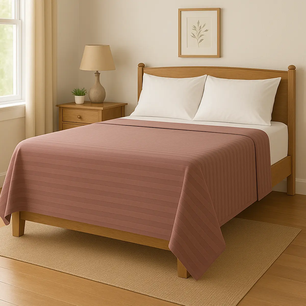 Juego De Sábanas Queen Dakota 600 Hilos Suaves Resistentes Color Rosa-rayas Diseño De La Tela Rayada