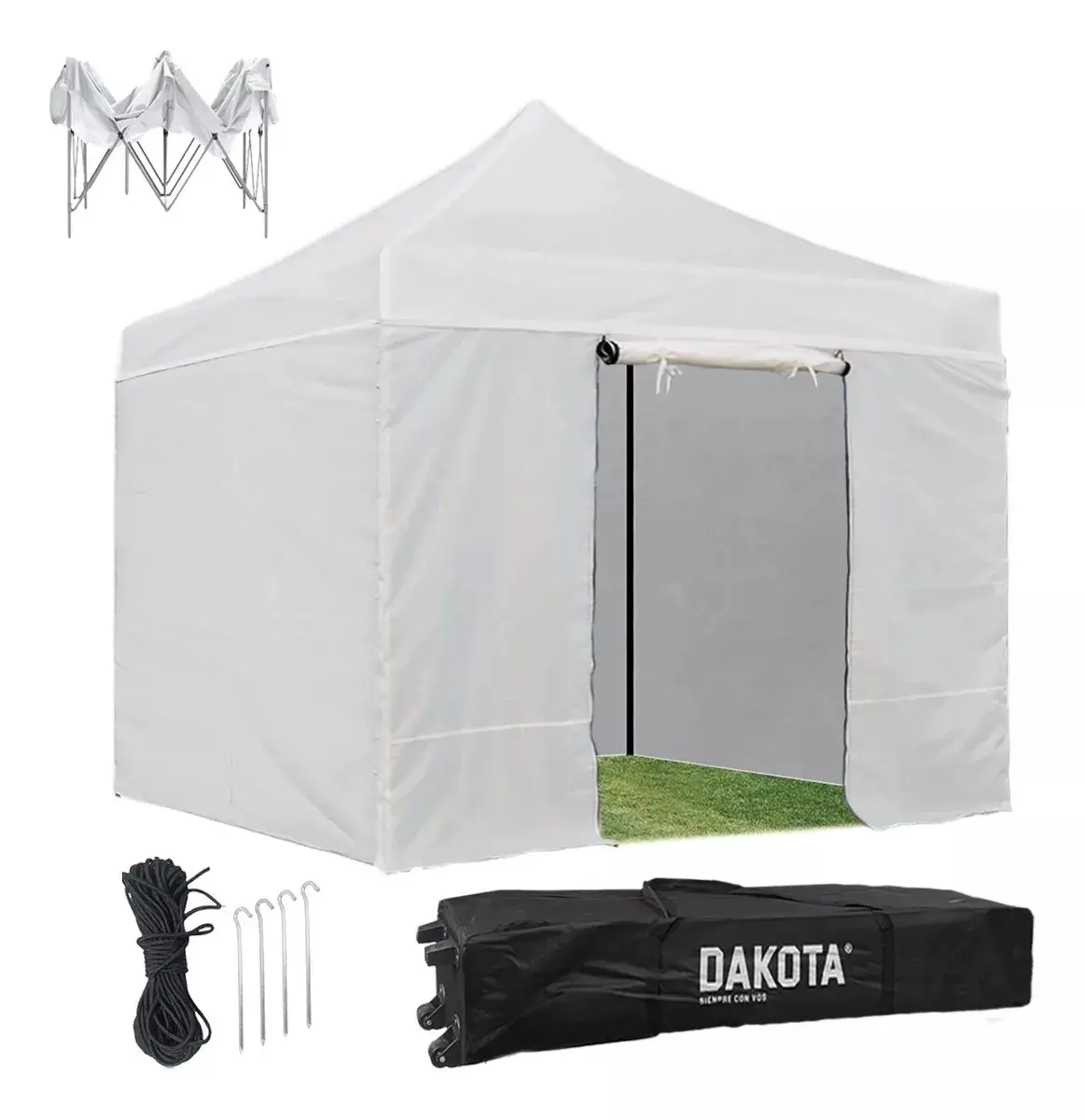 Gazebo Dakota Gz33p4 3 X 3 Autoarmable Paredes Puerta Estacas Bolso Color Blanco 86