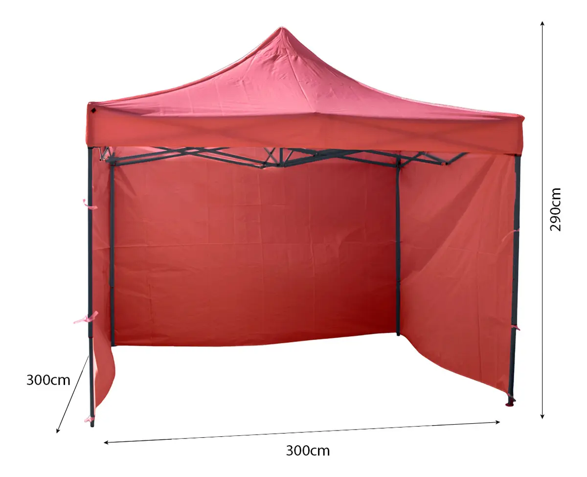 Gazebo Dakota Gz33p4 3x3 Autoarmable Paredes + Puerta + Estacas + Bolso - Color Rojo