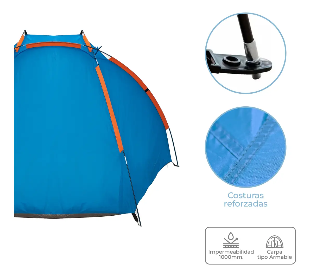 Carpa 2 Personas Impermeable Playa Fácil Armado Dakota Ca02 Color Azul