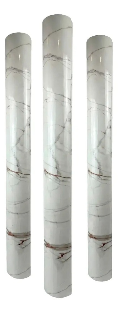 Rollo Vinilo Adhesivo Símil Mármol Dakota 240x100 Cm Espesor 0.6 Mm, Color Blanco Y Marrón Claro