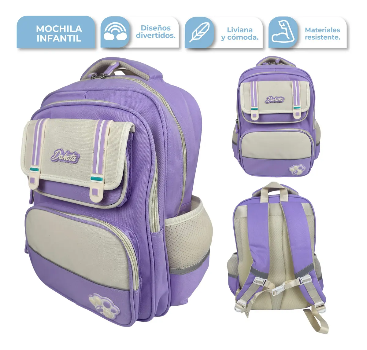 Mochila Infantil De Espalda Dakota Bag-inf003 Escolar Color Violeta