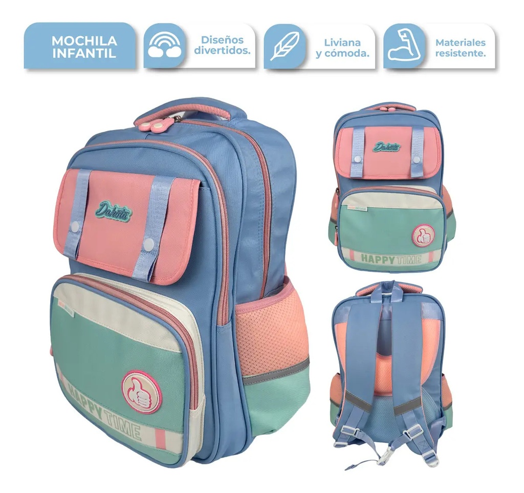 Mochila Infantil De Espalda Dakota Color Lila/verde Color Lila Verde