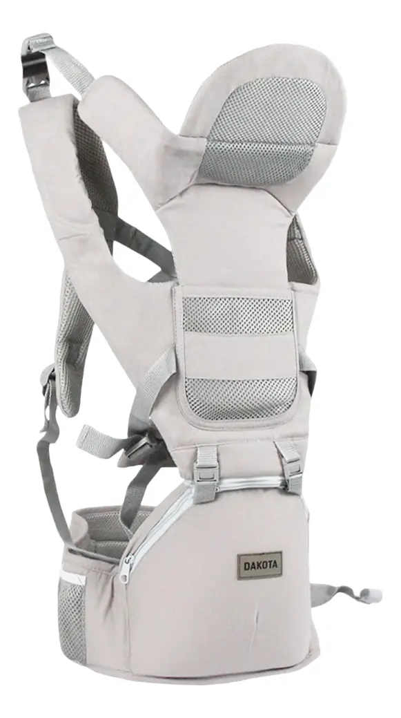 Mochila Fular Porta Bebe Canguro Multifuncional Dakota Hasta 10 Kg Color Gris Claro