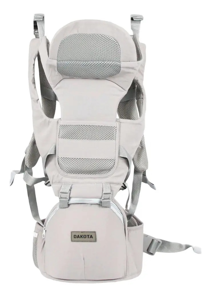 Mochila Fular Porta Bebe Canguro Multifuncional Dakota Hasta 10 Kg Color Gris Claro