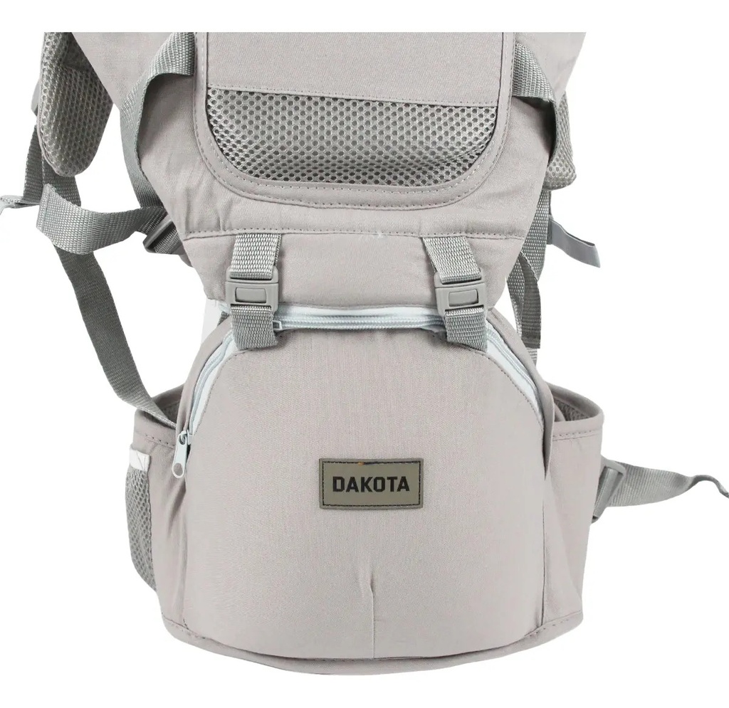 Mochila Fular Porta Bebe Canguro Multifuncional Dakota Hasta 10 Kg Color Gris Claro