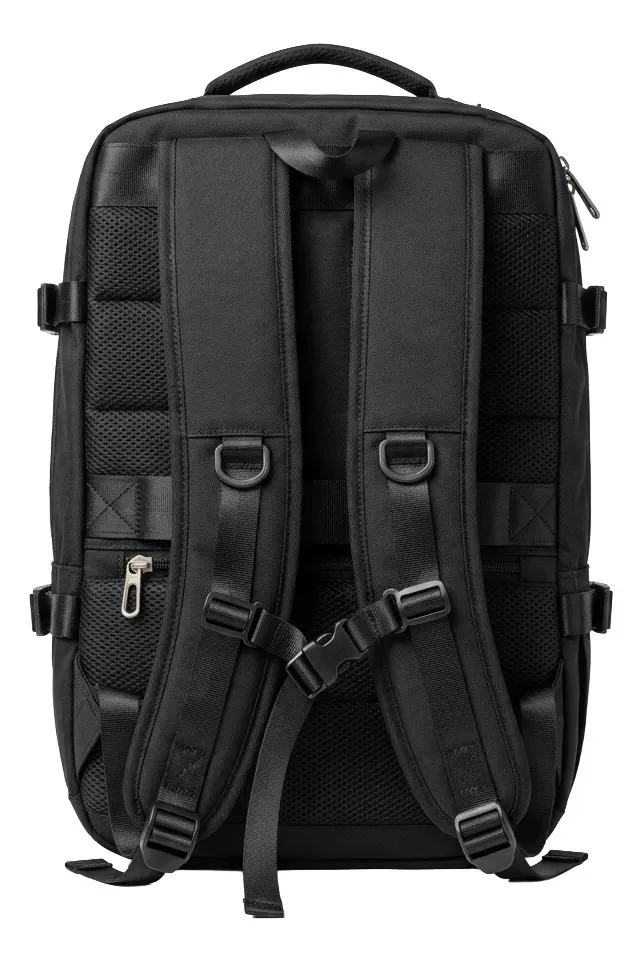 Mochila Viaje Carry On 24l Monobag Mg Calidad Deluxe Reforzada Color Negro Diseño De La Tela Liso