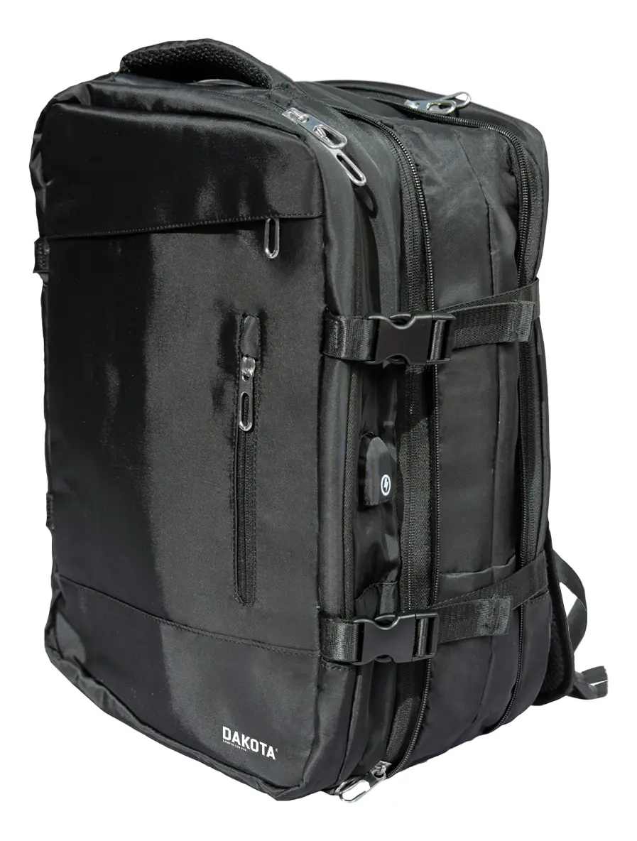 Mochila Viaje Carry On 24l Monobag Mg Calidad Deluxe Reforzada Color Negro Diseño De La Tela Liso