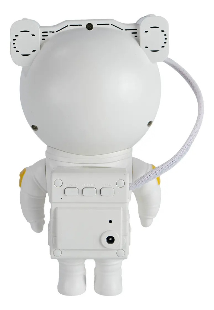 Astronauta Proyector Velador Dakota Galaxia Estrellas Lampara Luz Led Control Remoto Estructura Blanca Blanco Negro