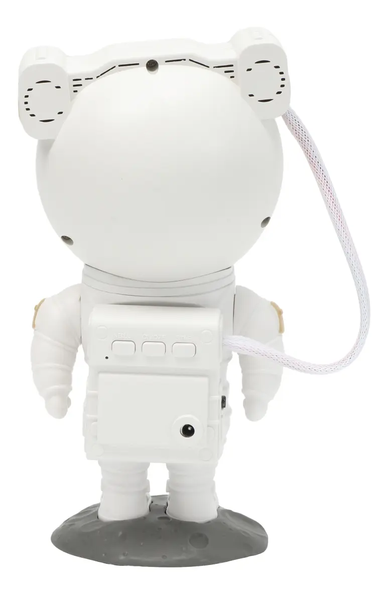 Astronauta Proyector Velador Dakota Galaxia Estrellas Lampara Luz Led Control Remoto Estructura Blanca Blanco Negro