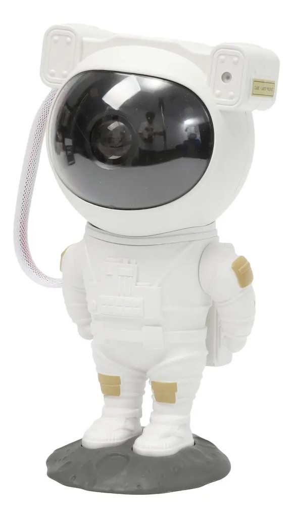 Astronauta Proyector Velador Dakota Galaxia Estrellas Lampara Luz Led Control Remoto Estructura Blanca Blanco Negro