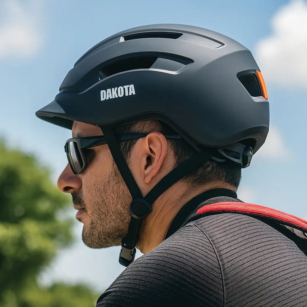 Casco Bicicleta Dakota Ciclimo Luz Led Color Negro Talle L