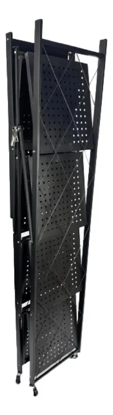 Estanteria Metalica Plegable Dakota 5 Niveles Con Ruedas Negro Mate