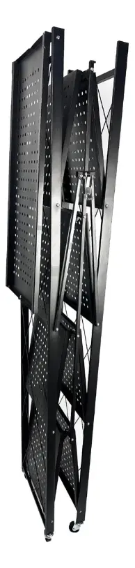 Estanteria Metalica Plegable Dakota 5 Niveles Con Ruedas Negro Mate