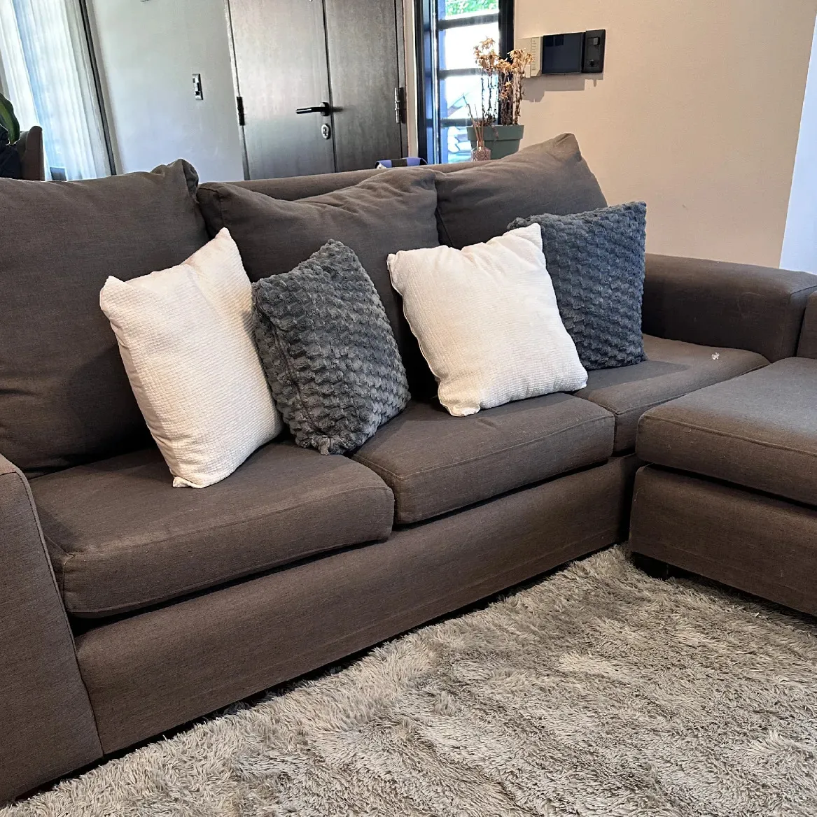 Combo 2 Almohadones Decorativos Pana Sintético Dakota Con Cierre Lavable 40x40 Beige Texturizado