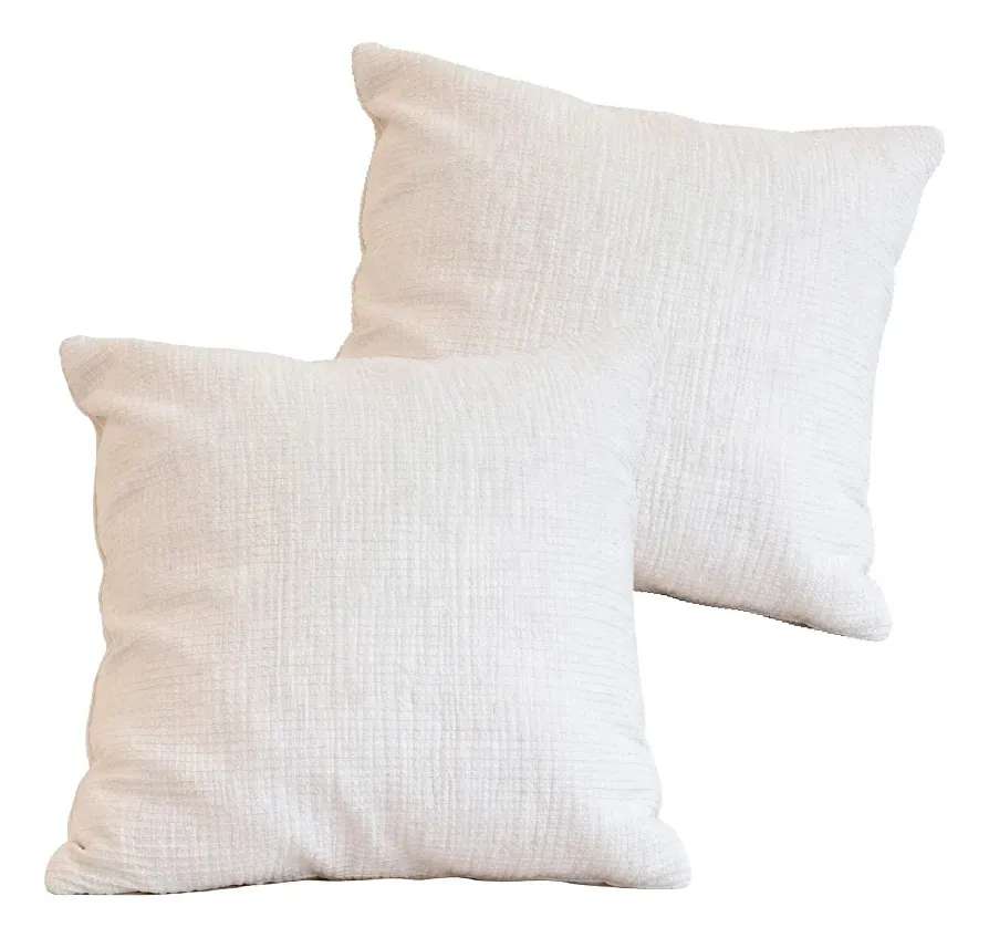 Combo 2 Almohadones Decorativos Pana Sintético Dakota Con Cierre Lavable 40x40 Beige Texturizado