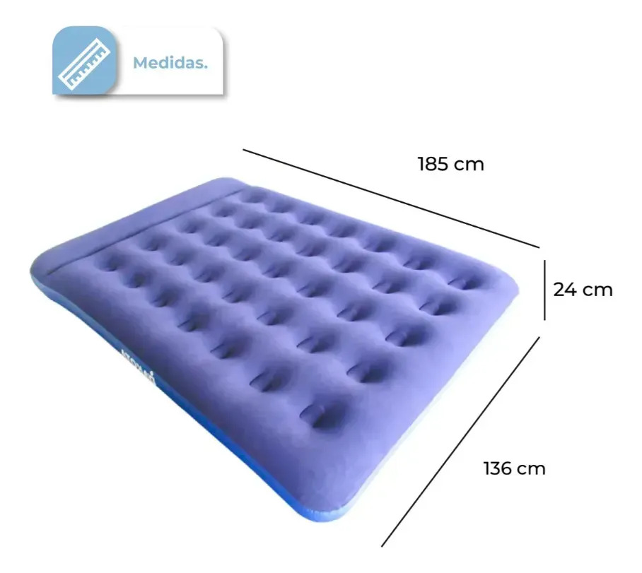 Kit Camping Dakota Carpa Autoarmable 4 Personas + Colchón Inflable 2 Plazas Con Almohada Incorporada Azul