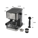 Cafetera Espresso Dakota 2 En 1 20 Bares 1.5l Con Espumador Plateado