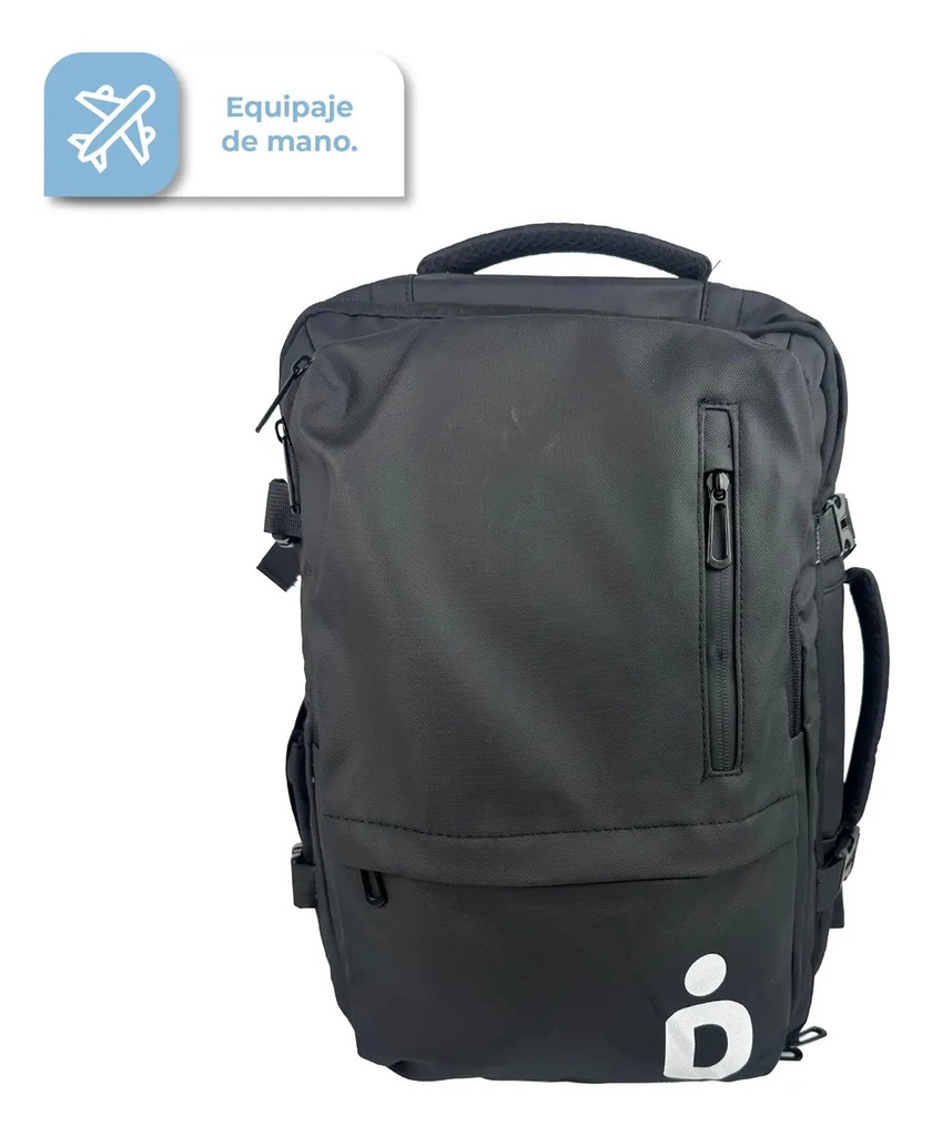 Mochila Viaje De Mano Carry On Dakota Compartimiento Calzados Notebook Negro Liso