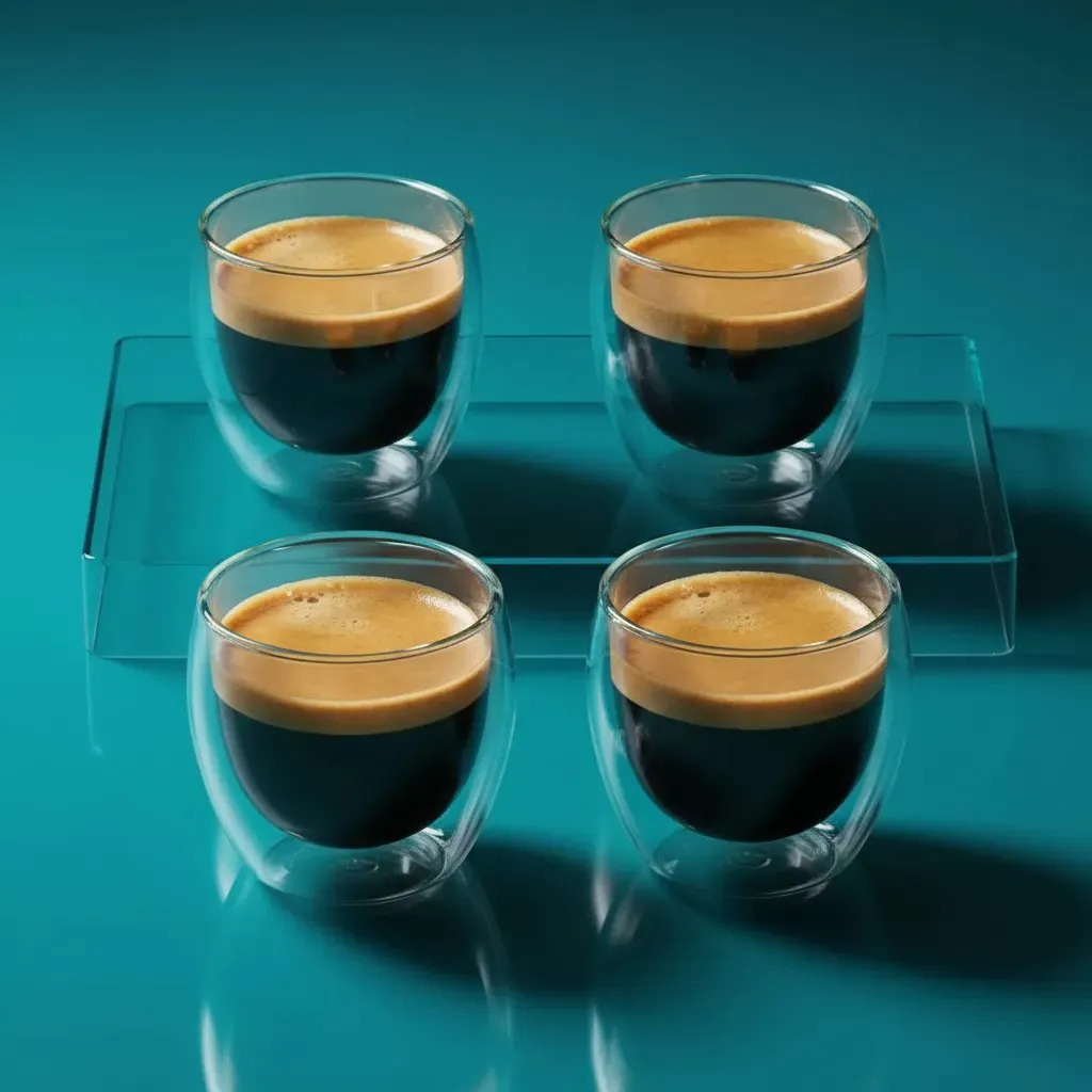 Set X4 Tazas Dakota Doble Vidrio Térmico 250ml Café Calor Frío Trasparente
