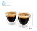 Set X2 Tazas Dakota Doble Vidrio Térmico 250ml Café Aislantes Calor Frío Transparente