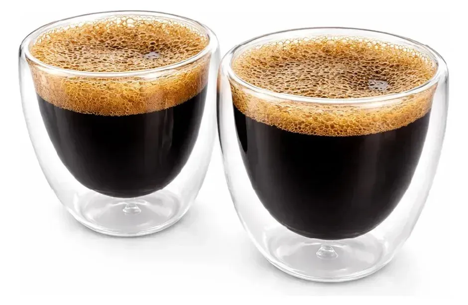 Combo X2 Set X2 Tazas Dakota Doble Vidrio Térmico 250ml Café Té Capuchino Latte Vidrio Borosilicato Aislante Calor Frío Pack X4