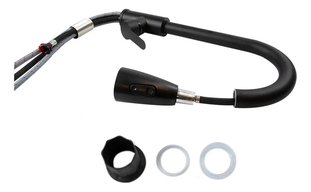 Grifería Cocina Gourmet Monocomando Dakota Cuello Extensible Color Negro Mate