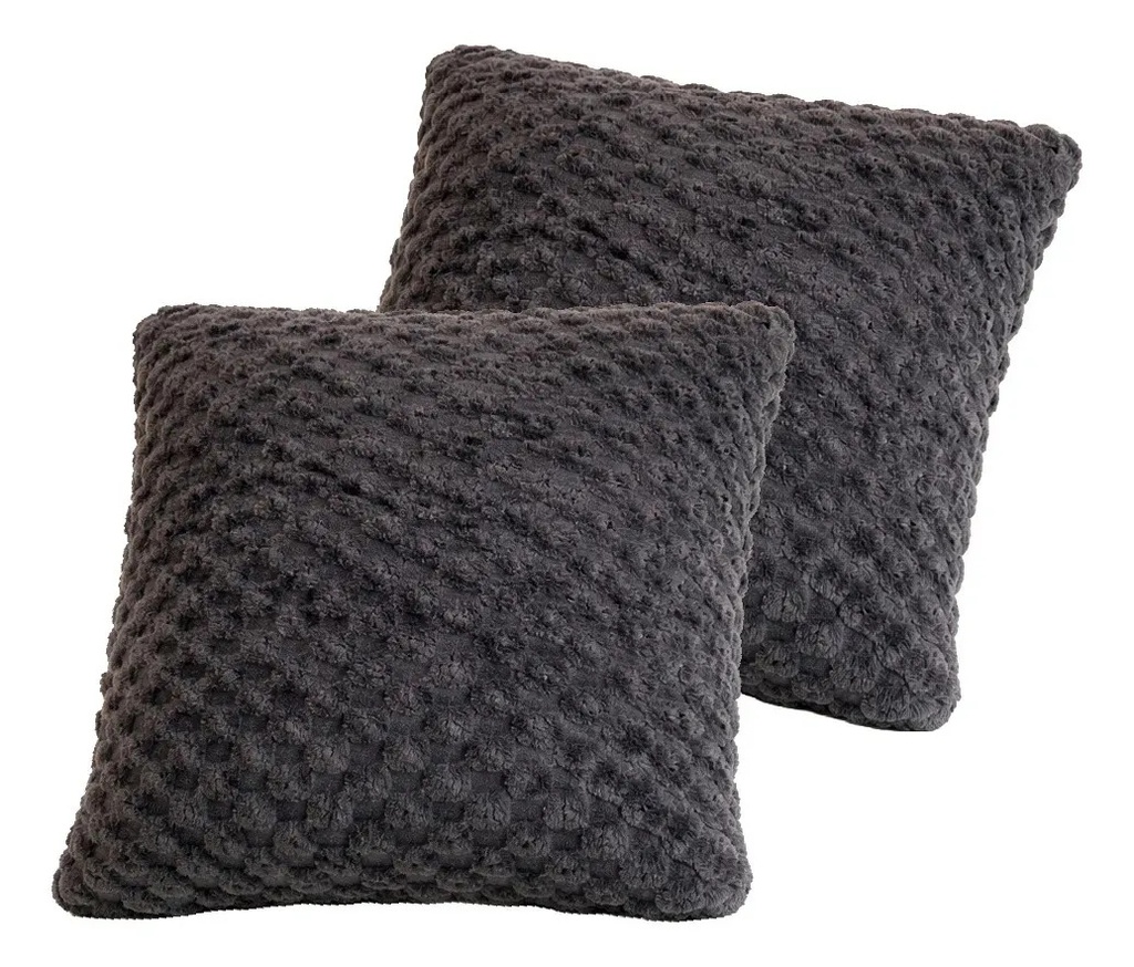 Combo 2 Almohadones Terciopelo Dakota Con Cierre Lavable Color Gris Oscuro Geométrico