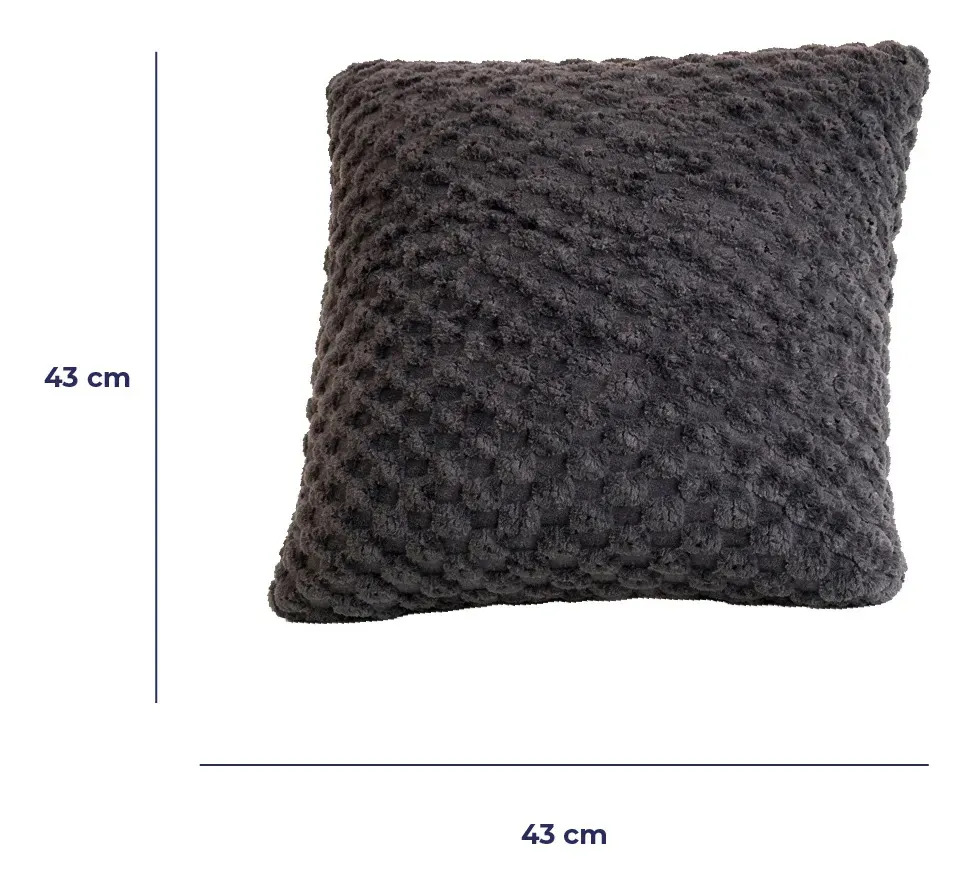 Combo 2 Almohadones Terciopelo Dakota Con Cierre Lavable Color Gris Oscuro Geométrico