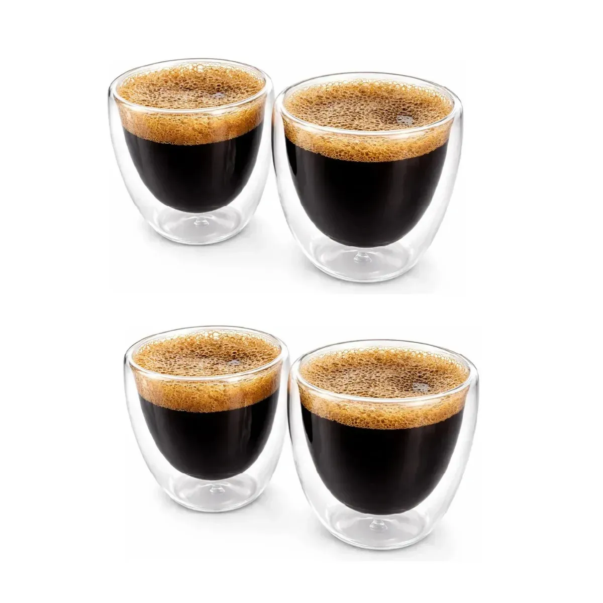 Combo X2 Set X2 Tazas Dakota Doble Vidrio Térmico 250ml Café Té Capuchino Latte Vidrio Borosilicato Aislante Calor Frío Pack X4