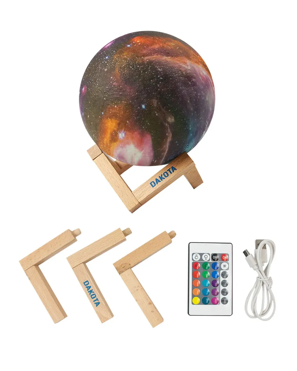 Combo X2 Lampara Velador Galaxia 3d Dakota Rgb 16 Tonalidades Blanco