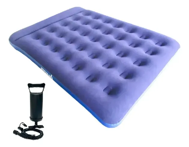 Combo Camping Dakota Colchón Inflable 2 Plazas + 2 Bolsas De Dormir Térmicas Azul Marino