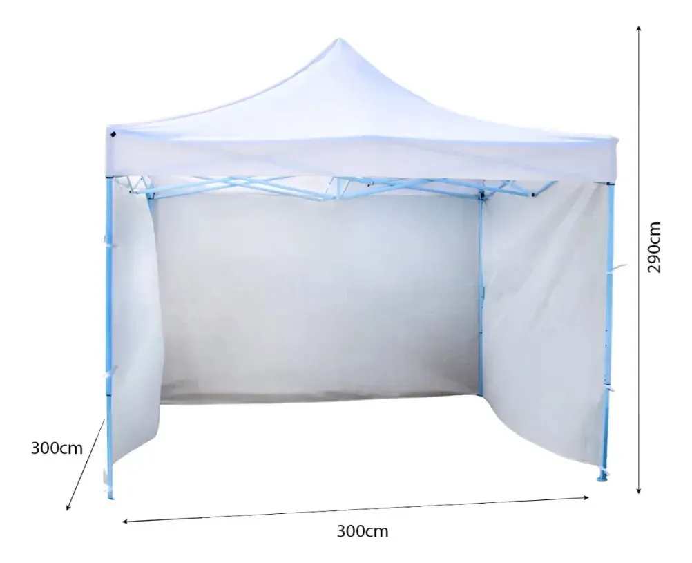 Combo Gazebo 3x3 Autoarmable Plegable Dakota Con 4 Paredes Blanco Puerta Estacas Bolso Impermeable + Carrito Plegable Multiuso Dakota 2 En 1 4 Ruedas Camping Transporte Carga