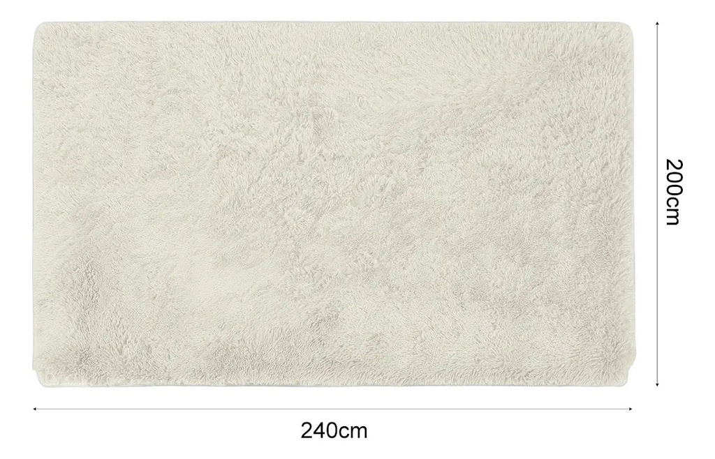 Alfombra Pelo 200x240cm Dakota Suave Antideslizante Multiuso Living Dormitorio Color Blanco 2.4 M 2 M