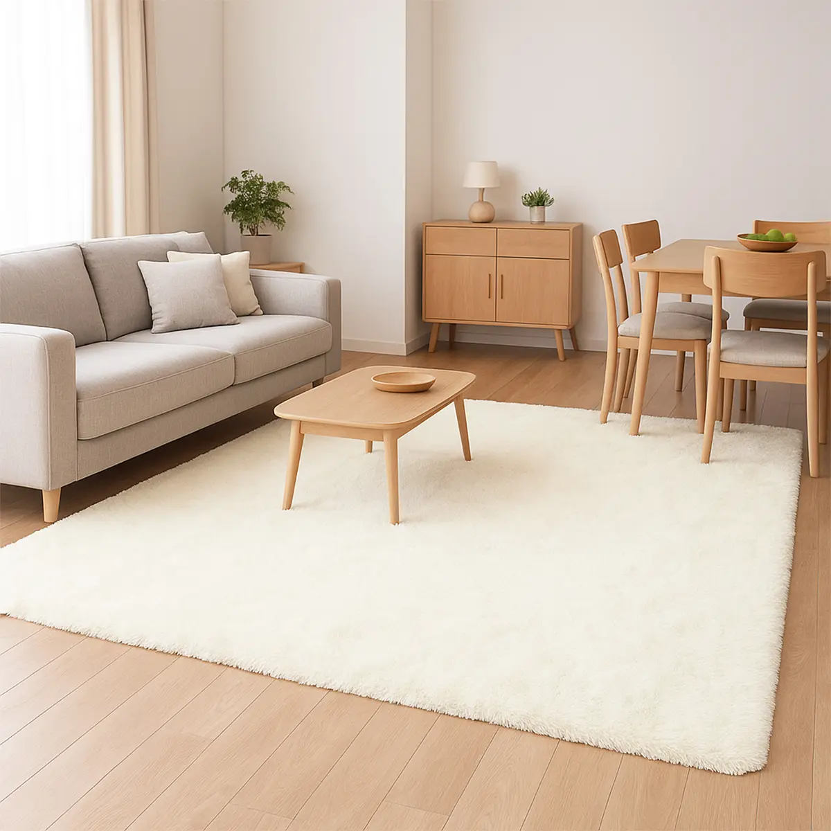 Alfombra Pelo 200x240cm Dakota Suave Antideslizante Multiuso Living Dormitorio Color Blanco 2.4 M 2 M