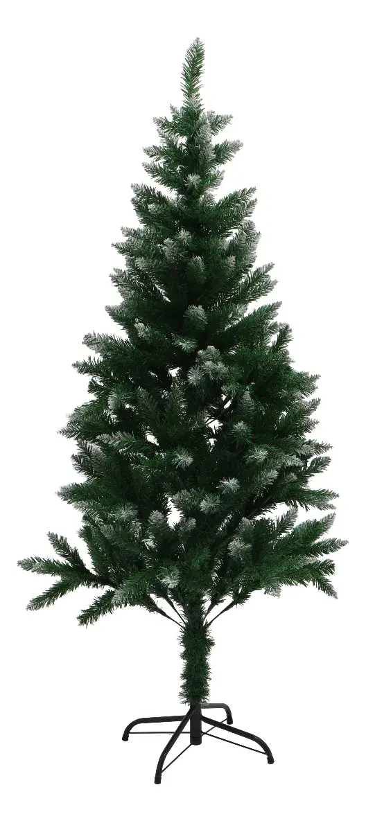 Árbol De Navidad Verde Puntas Nevadas 1,50 Metros Pino Artificial Con Base Metal Reforzada Verde Musgo