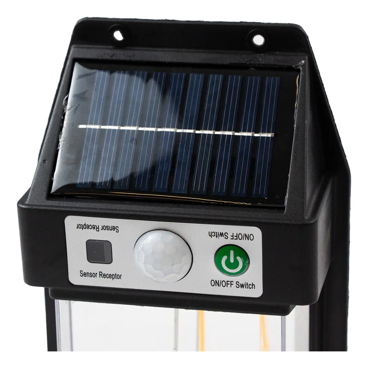 Aplique Led Sensor Movimiento Dakota Panel Solar Negro Blanco Cálido