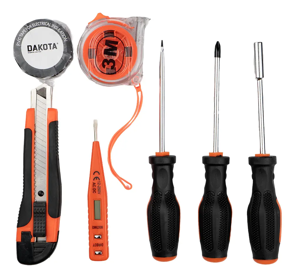 Taladro Destornillador Inalámbrico Dakota 21v + Batería + Set Herramientas Hogar Azul