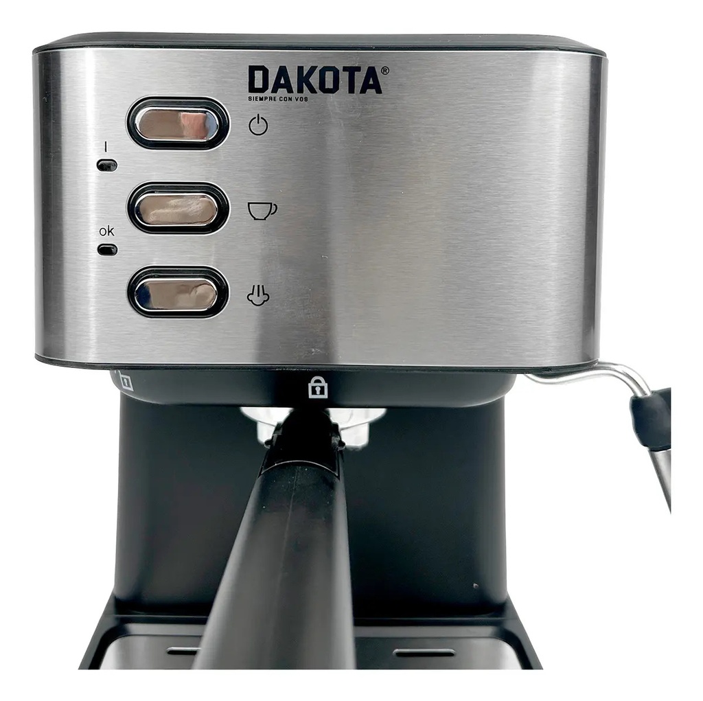 Cafetera Expresso 2 En 1 Dakota Para Capsula Cafe Molido Y Espumador De Leche Integrado Plateado