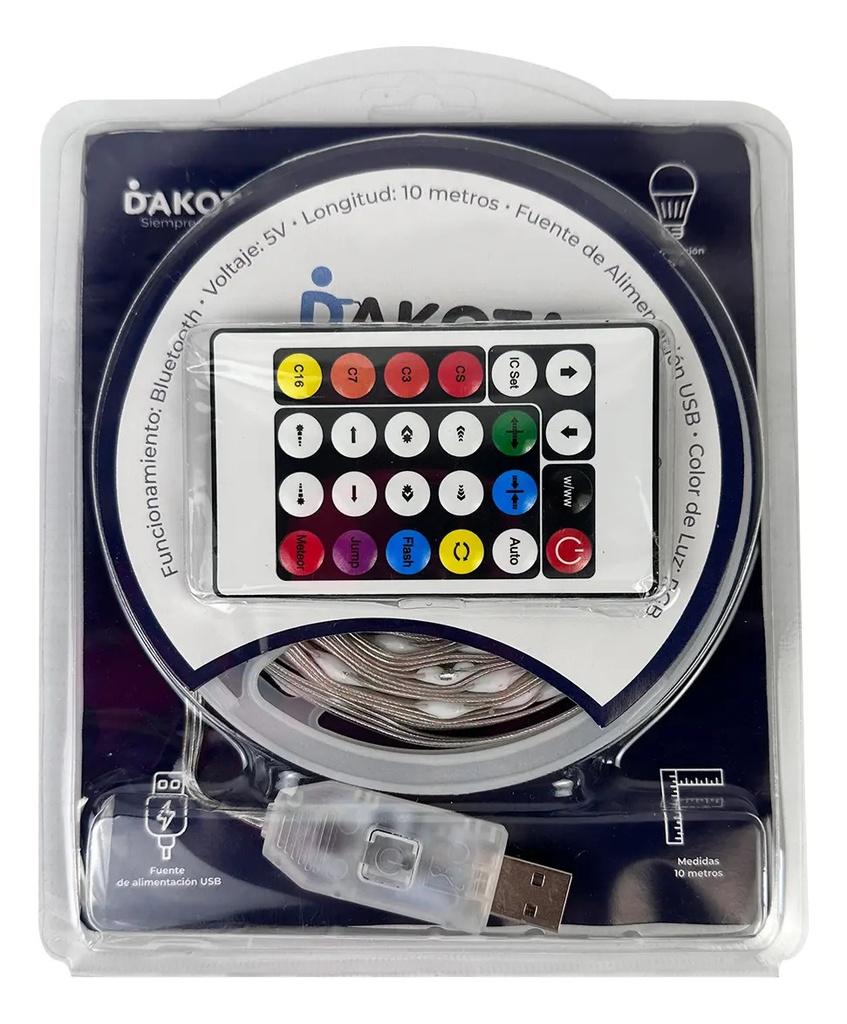 Tira Led Usb Dakota 10m Rgb Con Control Remoto