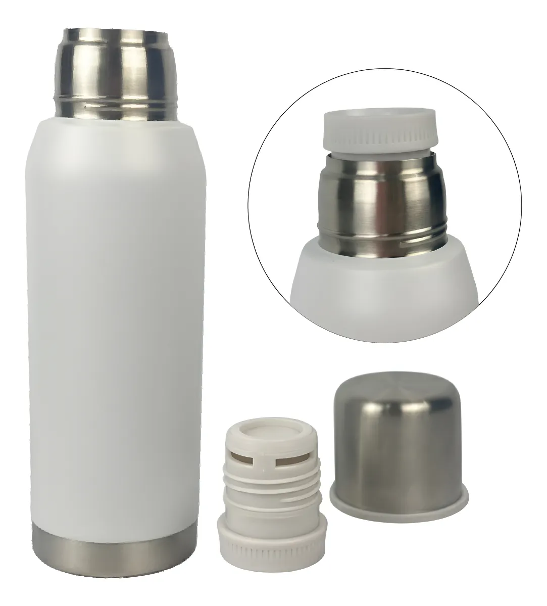 Termo Acero Inoxidable 1 Litro Pico Cebador Blanco Satinado Dakota