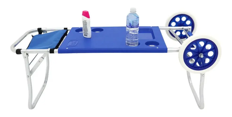 Carrito Plegable Aluminio Playa Mesa Reforzado Portatil Azul