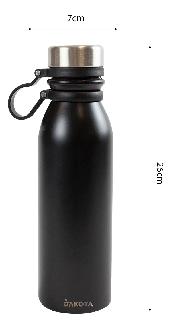 Combo 2 Botellas Térmicas Deportivas Dakota Acero Inoxidable 600ml Color Negro