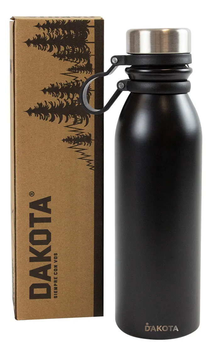 Combo 2 Botellas Térmicas Deportivas Dakota Acero Inoxidable 600ml Color Negro